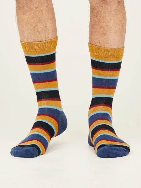 Thought Mens Socks - Bamboo - Bright Rugby Stripe