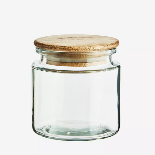 Madam Stoltz Glass - Jar with Wooden Lid