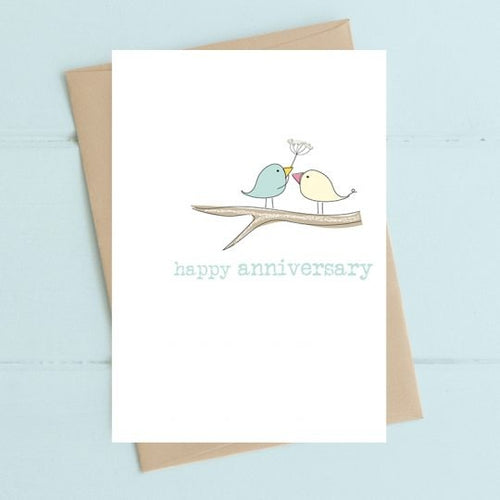 Dandelion Card - Happy Anniversary two birds on a branch